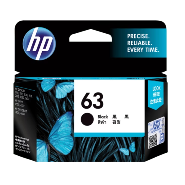 HP 63 Black Original Ink Cartridge (F6U62AA)