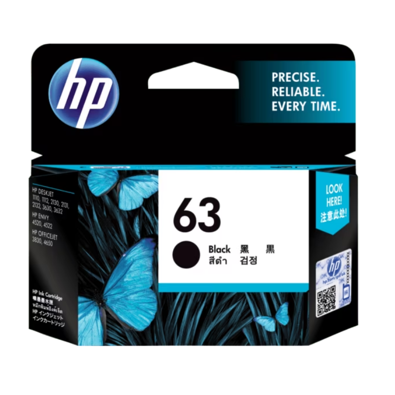 HP 63 Black Original Ink Cartridge (F6U62AA)