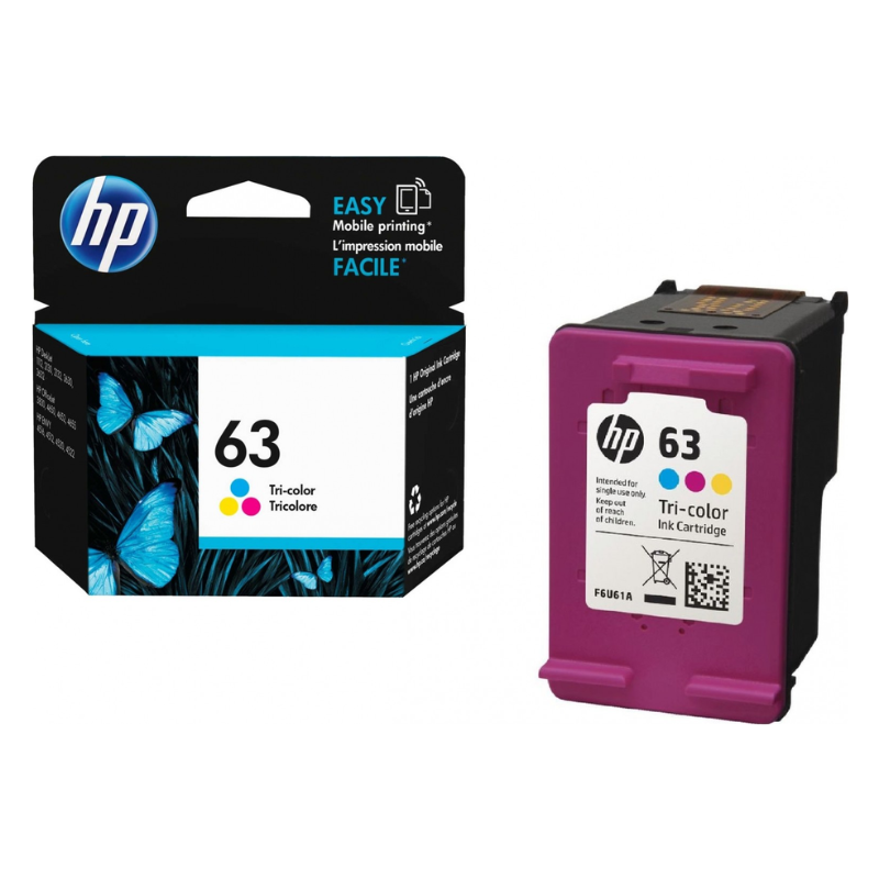 HP 63 Tri-color Original Ink Cartridge (F6U61AA)