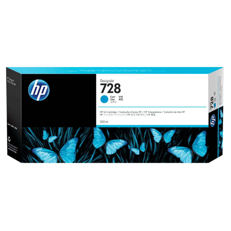 HP 728 300-ml Cyan DesignJet Ink Cartridge (F9K17A)