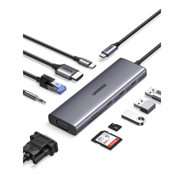 UGREEN USB-C to Gigabit EUGREEN 5-in-1 USB-C Multifunction Adapterthernet RJ45 Adapter