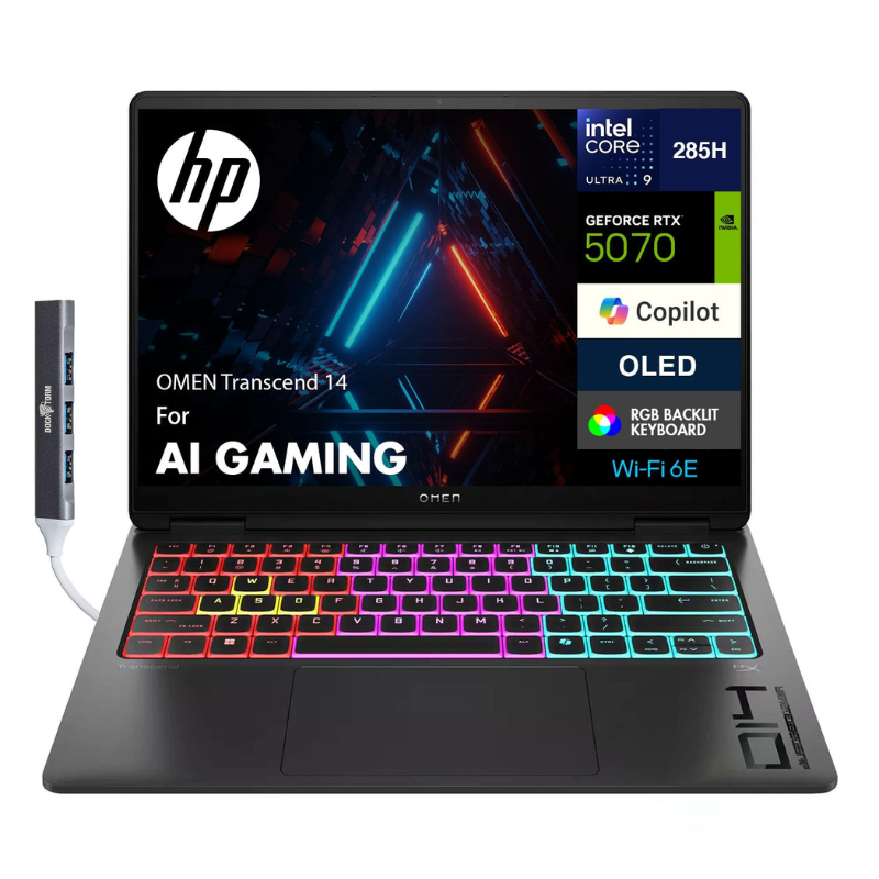 OMEN Transcend Laptop 14-fb1018nia Ultra 9 285H 32Gb Ram 1TB SSD RTX 5070 8GB GDDR7 14-inch 3K 2880 x 1800 OLED display2