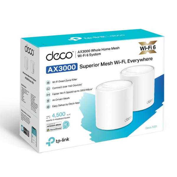 TP-Link Deco X50 AX3000 Whole Home Mesh Wi-Fi 6 System 2 Pack